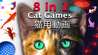 【猫用動画】ひも 。 ねずみなど3時間  。   猫向けゲーム 。 魚