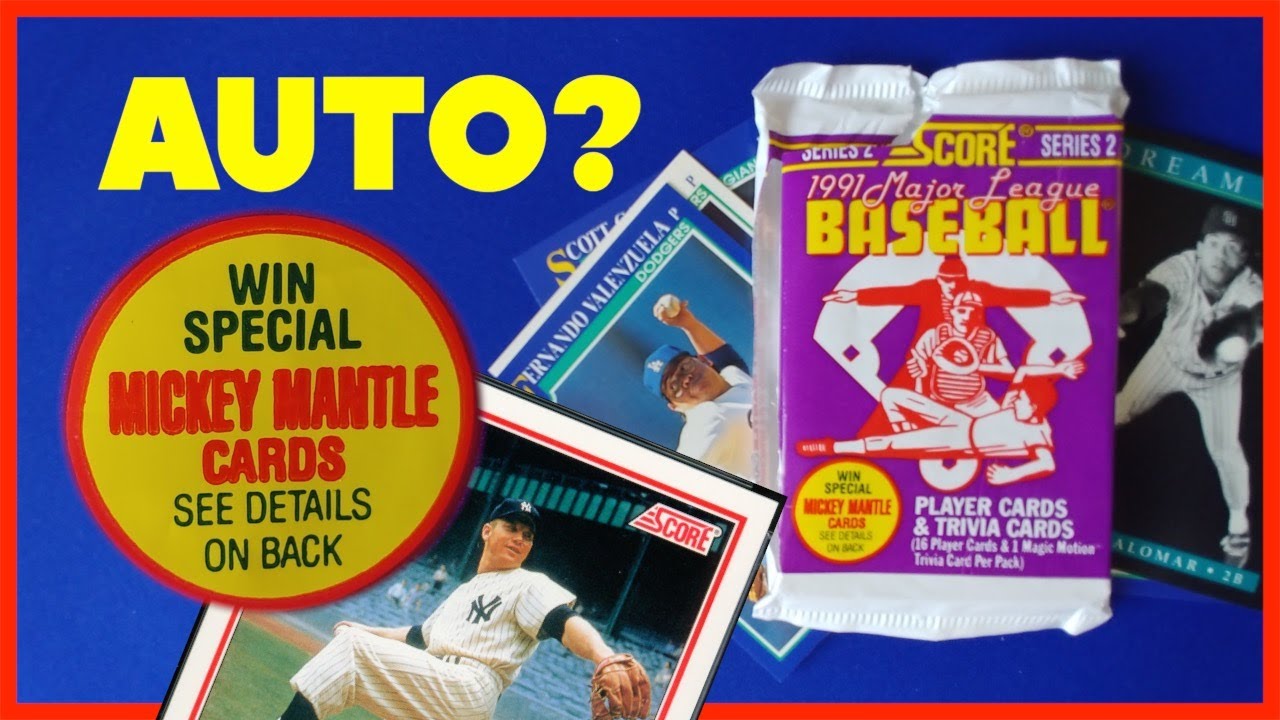 Mickey Mantle Autograph Search SCORE 91 Vintage Baseball Cards Dodgers Giants Yankees Junk Wax Pack