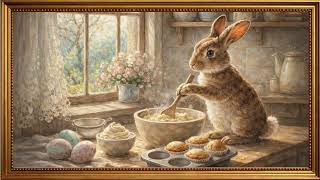 Easter Bunny Kitchen Frame TV Art (Gold Frame) | Cozy Spring Relaxing Screensaver with Music screenshot 3