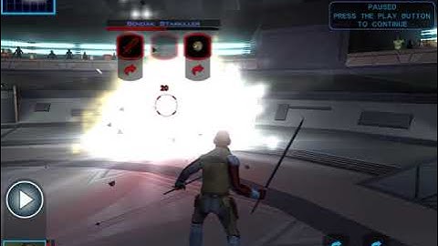 Star Wars KOTOR (ipad) short clip - facing Bendak Starkiller to a death match in taris dueling ring