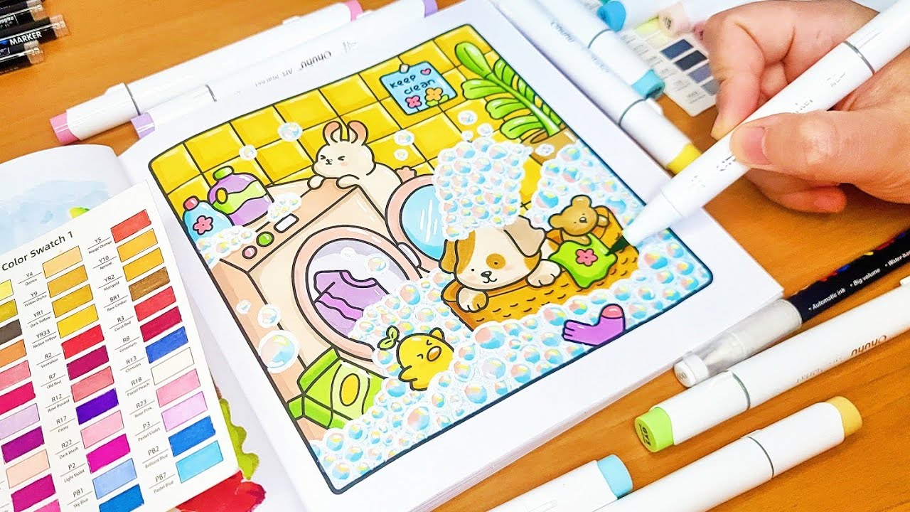 Color With Me (ASMR) | Cozy Cuties Coco Wyo Coloring Book | Using Ohuhu Markers