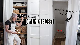 I built this entire linen closet by myself | DIY Closet Transformation Part 1