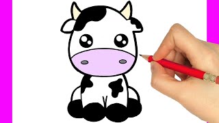 CÓMO DIBUJAR UNA VACA KAWAII - COMO DESENHAR UMA VAQUINHA FOFINHA