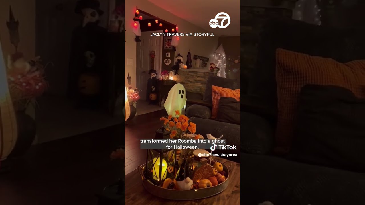 Roomba Turned Ghost For Halloween