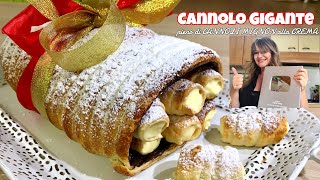 CANNOLO GIGANTE con CANNOLI MIGNON alla CREMA ricetta facile GIANT CANNOLO -Tutti a Tavola