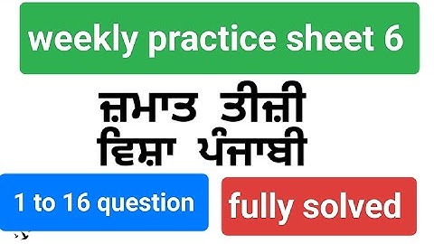 3rd class weekly practice sheet 6 punjabi fully solved, competency enhancement plan