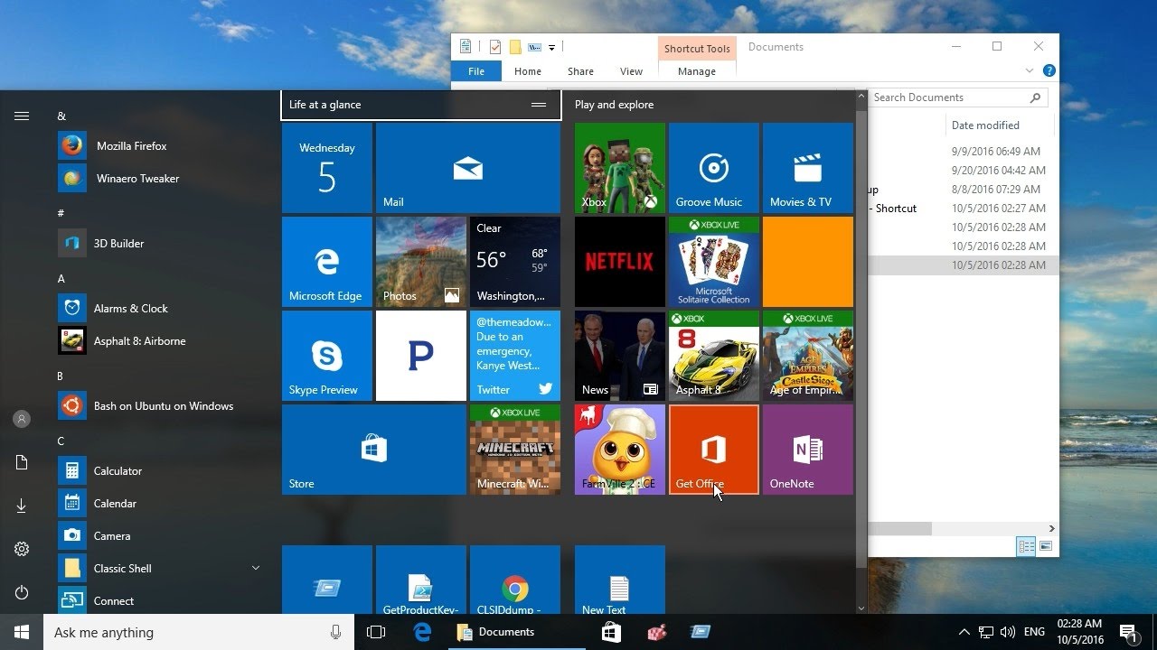 how to pin a document to start menu