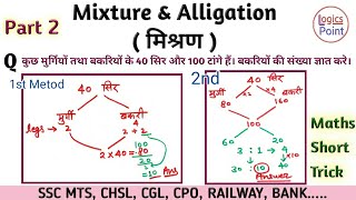 Mixture and Alligation | Part 2 || Maths short tricks : SSC MTS CHSL CPO CGL RAILWAY BANK etc