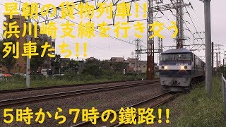 2019/09/14 [貨物列車] 早朝の貨物列車!! 浜川崎支線を行き交う列車たち!! 5時から7時の鐵路!!