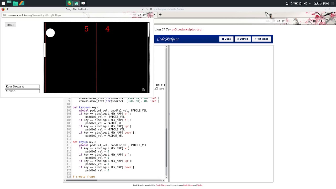 CLASSIC PONG GAME USING PYTHON IN CODESKULPTOR - YouTube