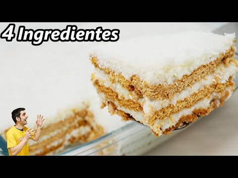 POSTRE de COCO CREMOSO, SOLO MEZCLAR!😍🥥😋4 INGREDIENTES, SIN FUEGO,SIN HORNO,SIN  HUEVO, Receta # 668