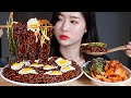 오뚜기 짜장면 4봉 파김치 시골김치 리얼사운드먹방 /4 PACKS OF BLACK BEAN NOODLES จาจังมย็อน ジャジャン麺 炸醬麵 Mukbang Eating Show