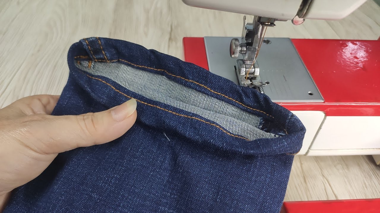 สอนเย็บปลายขากางเกงยีนส์ ให้บิดเป็นเกลียว ขึ้นลายริ้วสวย เย็บผ้าเบื้องต้น มือใหม่หัดเย็บ  tailoring