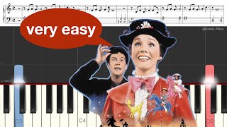 Supercalifragilisticexpialidocious - Mary Poppins | VERY EASY Piano Tutorial + SHEET MUSIC