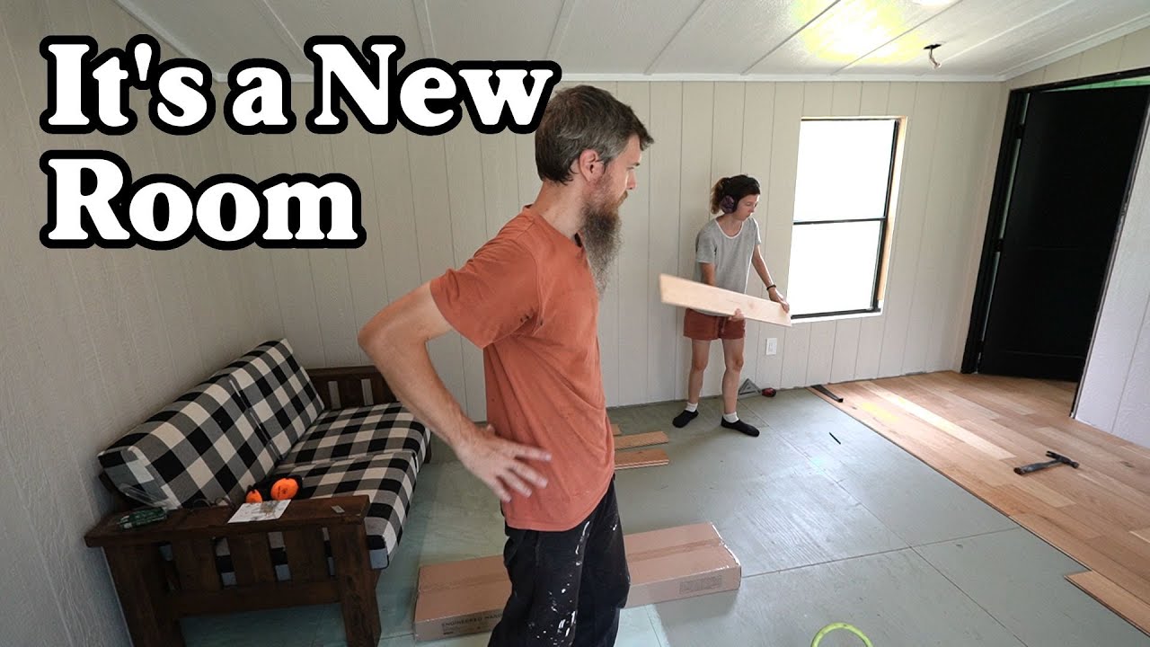 New Floor Makes a New Space - Salvaged Mobile Home ReBuild