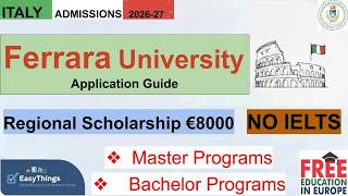 Ferrara University, Admissions 2026, Master, Bachelor Programs| Application Guide, No IELTS