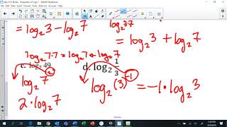 Alg 2 6 5 Notes   Log Properties