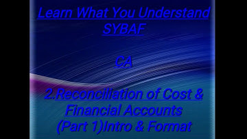 SYBAF Sem III CA Module 2.Reconciliation of Cost & Financial Accounts (Part 1) Intro & Format