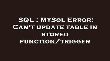 SQL : MySql Error: Can