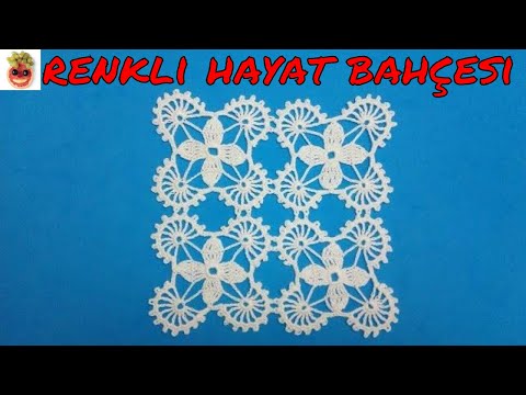 Dantel Kare Motif -  Salon Vitrin ve Oda Takımı  -  Anlatımlı Yapılışı  -  Örgü Dantel Oya El İşi