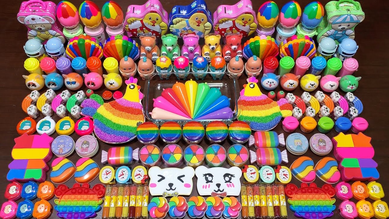 RELAXING WITH CLAY PIPING BAG AND CLAY & GLITTER | Mixing Random Things Into GLOSSY Slime #2161