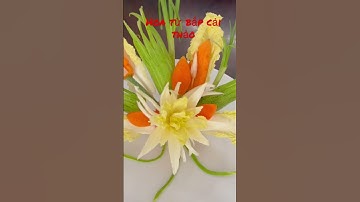 Bình hoa từ bắp cải thảo, dưa leo, củ cải đỏ , hành lá