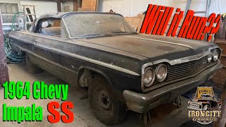Will it Run after 50 years?? 1964 Chevy Impala SS Convertible! BARN FIND!!