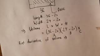 Calculus Help: Finding the maximum volume from open-top box by first derivative.