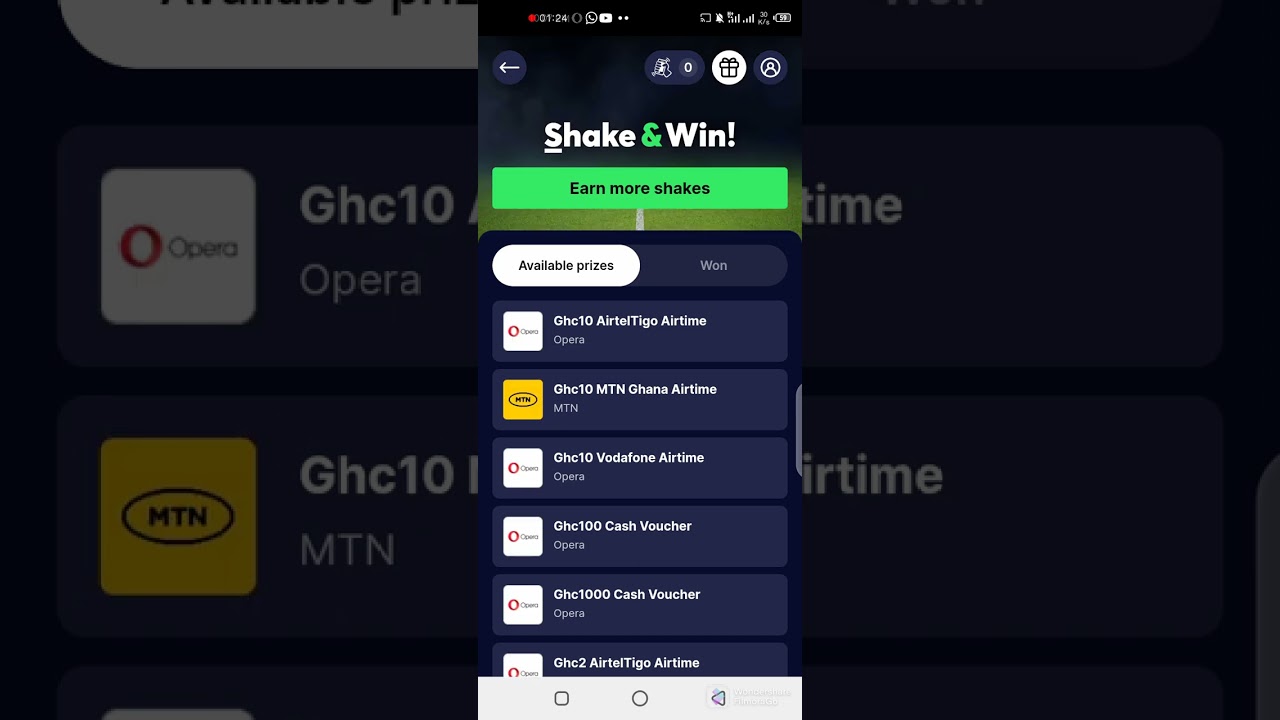HOW TO MAKE MONEY ONLINE GOR FREE WITH OPERA MINI//SHAKE AND WIN//53.2GH DAILY