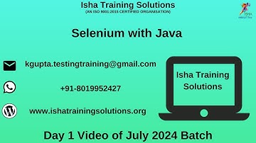 Selenium with Java  Day 1 Video On 2nd July 2024.Call or WhatsApp us on +91-8019952427 to Enroll.