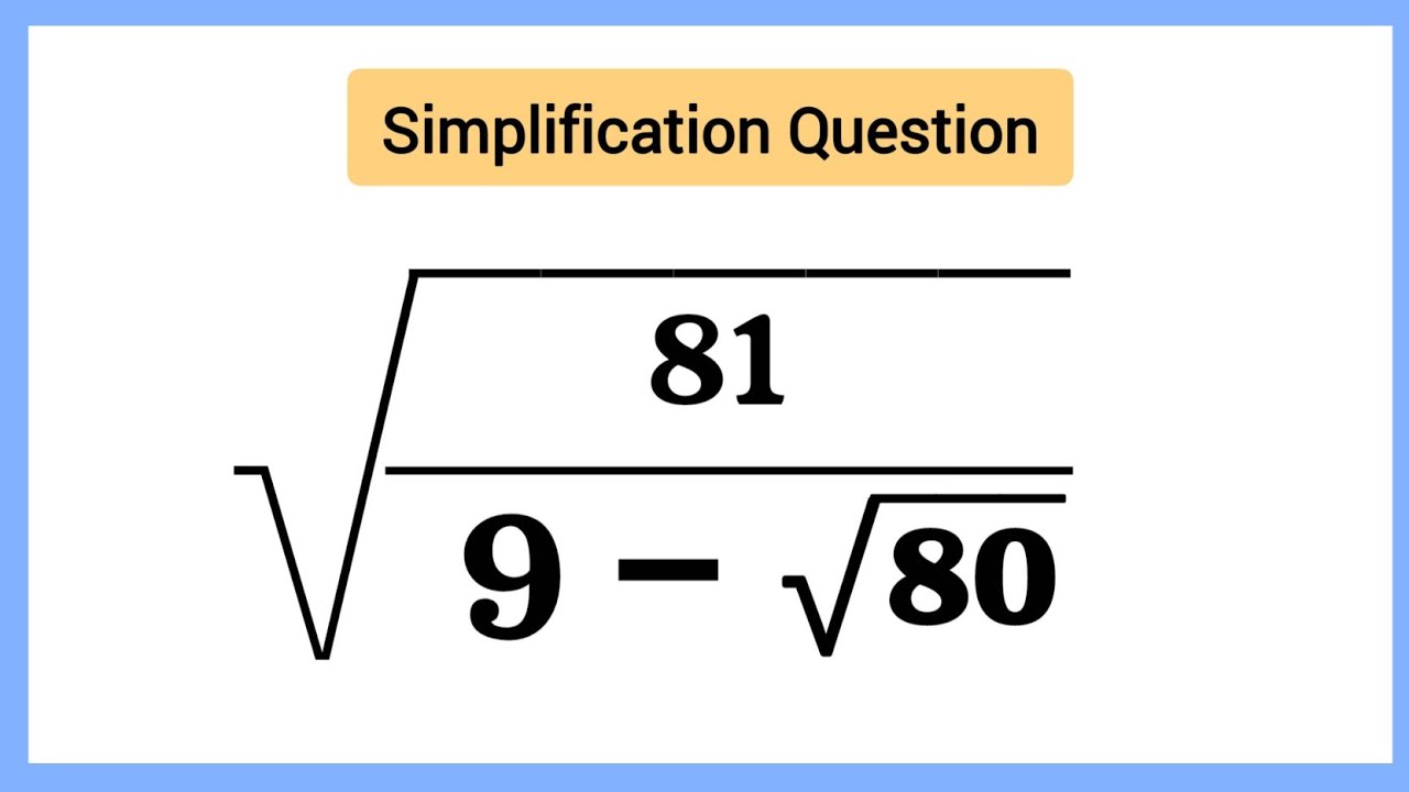 Germany | A Nice Square Root Simplification Question | Maths Olympiad 