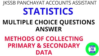 Methods of Collecting Primary and Secondary data// Jkssb accounts assistant // MCQ (Part-1)