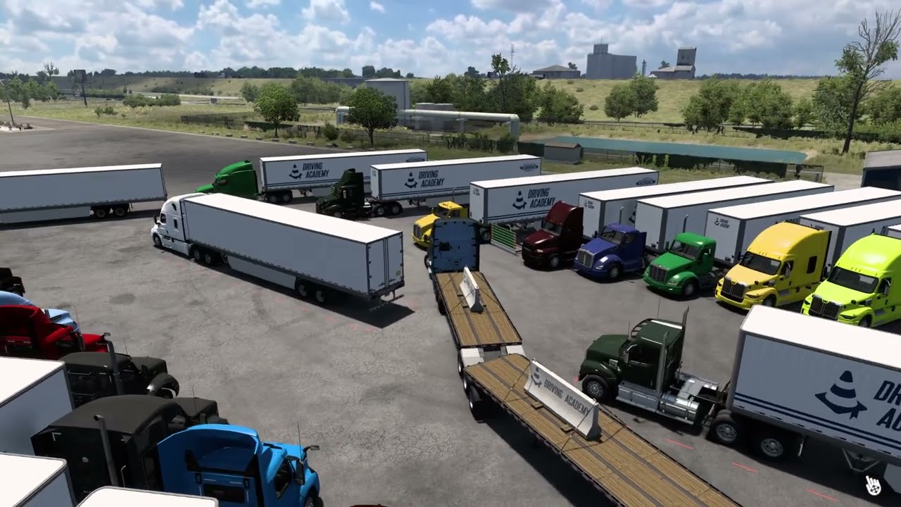 ATS  driving academic Double Trailer Handling3-2 Parking in a Curve