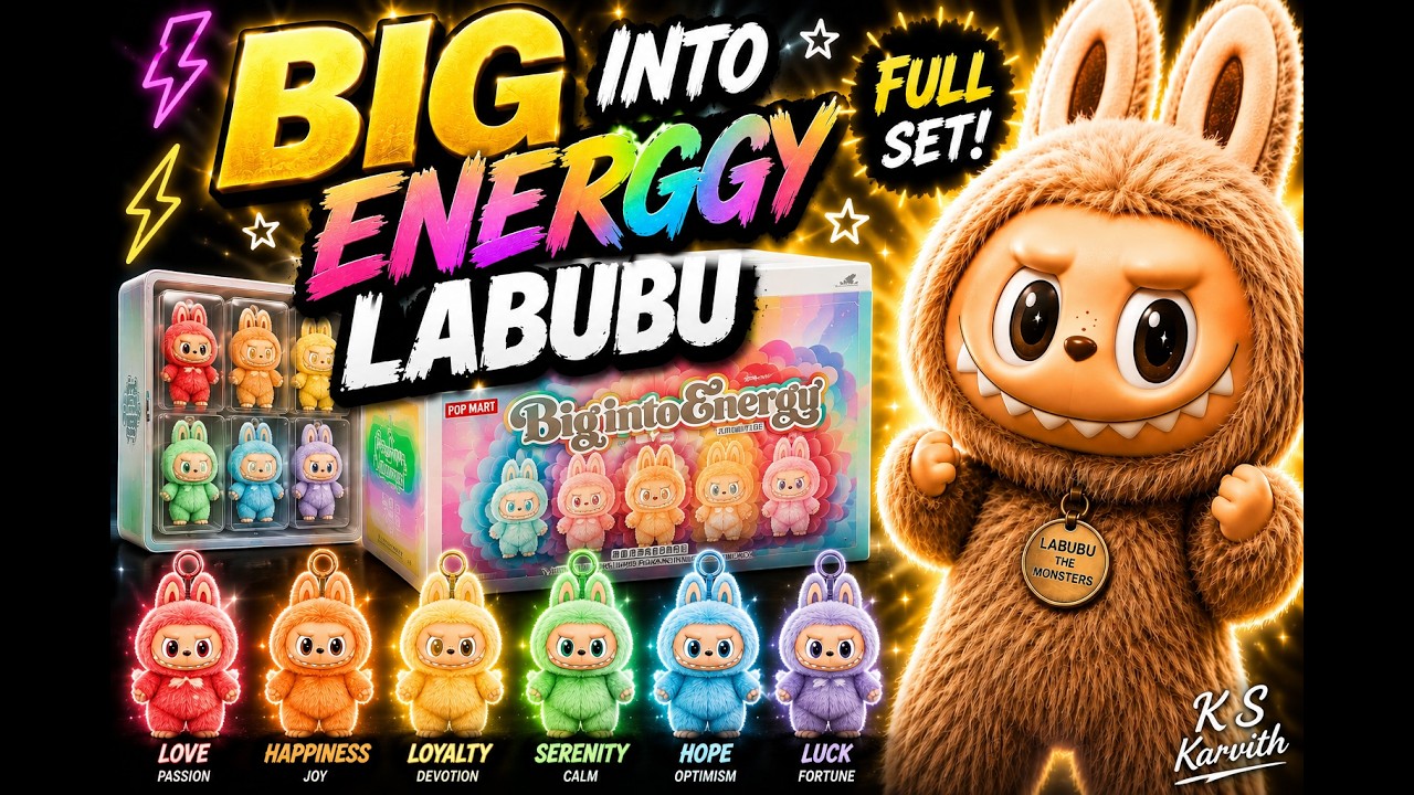 Big into Energy Labubu full set unopened - YouTube