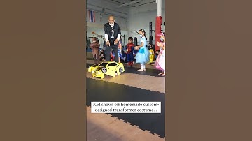 Kid shows off homemade custom-designed transformer costume!