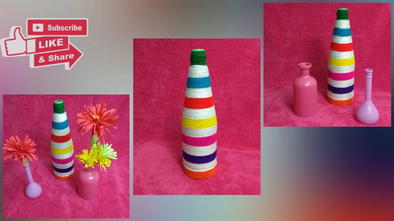 DIY Vase Ideas | How to make flower Vase with old bottles | Yarn Ideas