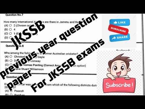 JKSSB previous year question paper - YouTube