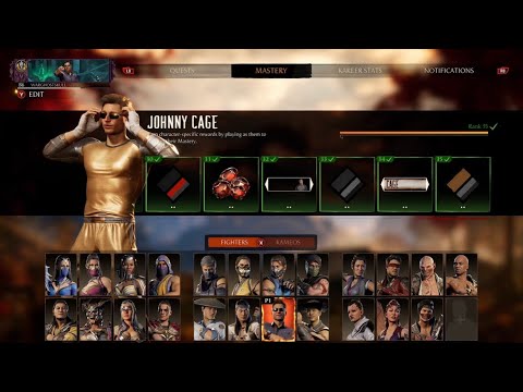 Mortal Kombat 1 - Max Level Johnny Cage All Skins And Gear Showcase