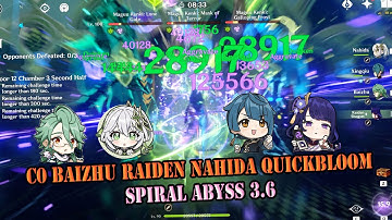 C0 Baizhu QuickBloom Raiden Nahida VS Triple Maguu [Spiral Abyss 3.6]
