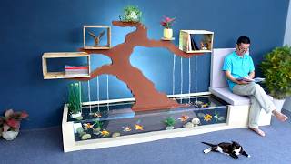 Tips to build beautiful aquarium and book shelf combo