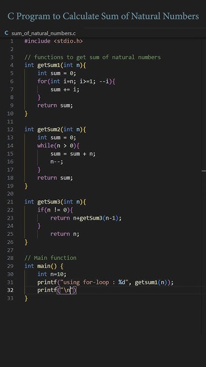 C Program to Calculate Sum of Natural Numbers #cprogramming - YouTube