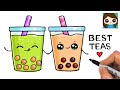How to Draw Boba Tea Drinks Easy | Cute Pun Art