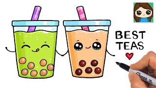 How to Draw Boba Tea Drinks Easy | Cute Pun Art screenshot 4