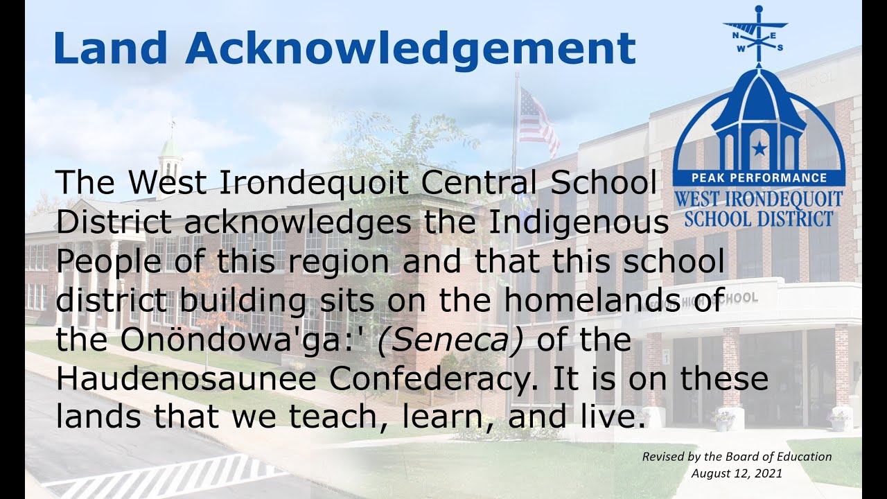 Land Acknowledgement - West Irondequoit Central School District