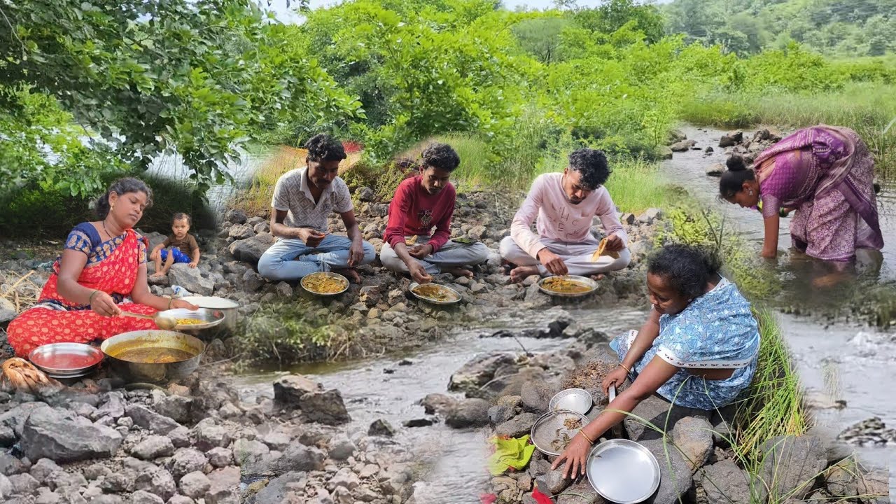 पहिल्यांदाच👍ताटणे पकडल्या मुरी मासे फॅमिली🥰सोबत बनवली नदीवर तेच रेसिपी🍲गावरान मुरी🐠मासे 