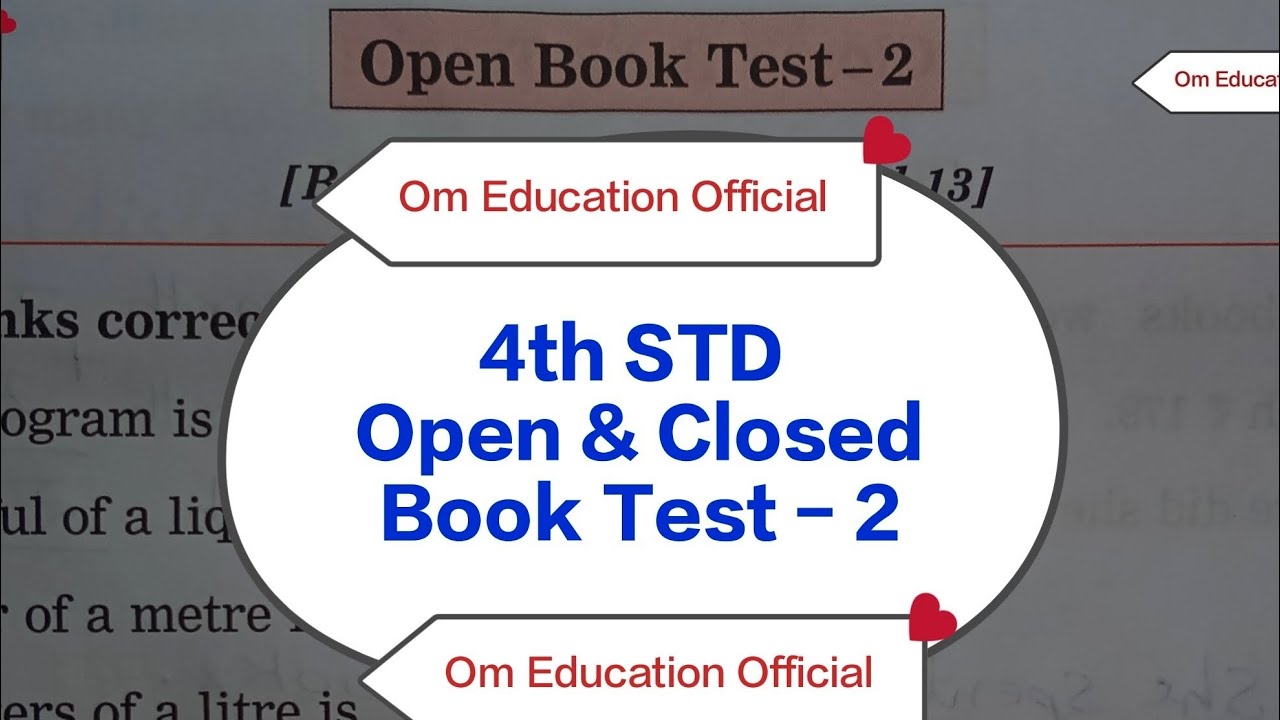 4th STD Maths Workbook Open And Closed Book Test - 2 ...