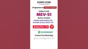MEV 51 Solved Assignment PDF 2024-25 in English, MAEVS/PGDWAM program MEV-51 Solved assignments