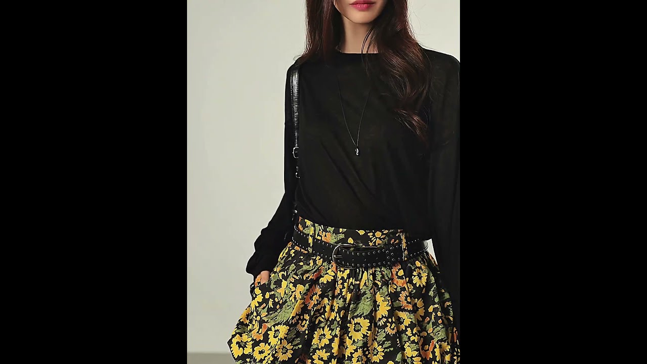 SK3201 Floral Balloon Skirt