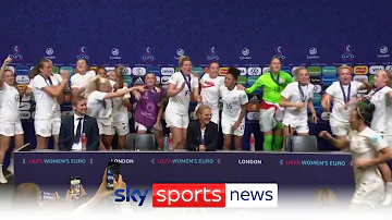"It's coming home" - Sarina Wiegman's press conference gatecrashed by singing England players