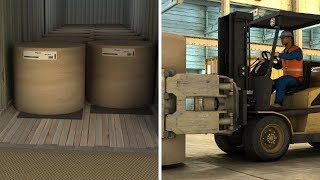 Truck Trailer Loading - Corrugated Paper Rolls